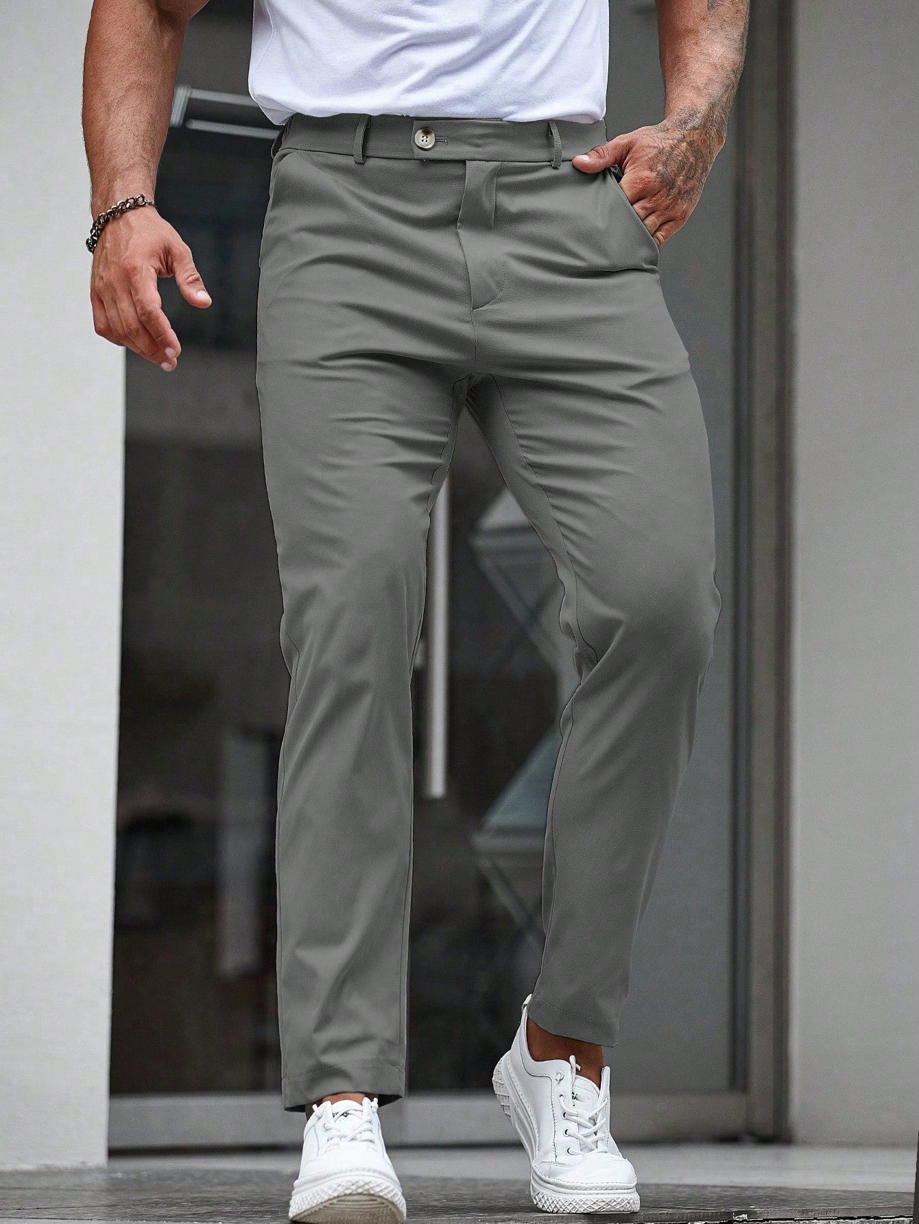 Men's Dress Pants with Slanted Pockets