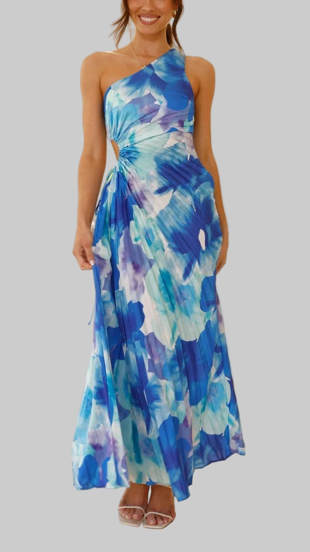 Women's Floral One-Shoulder Maxi Dress