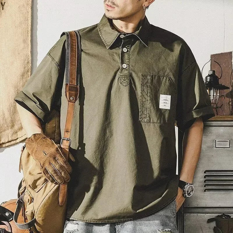 Men's Short-Sleeve Button-Down Polo Shirt