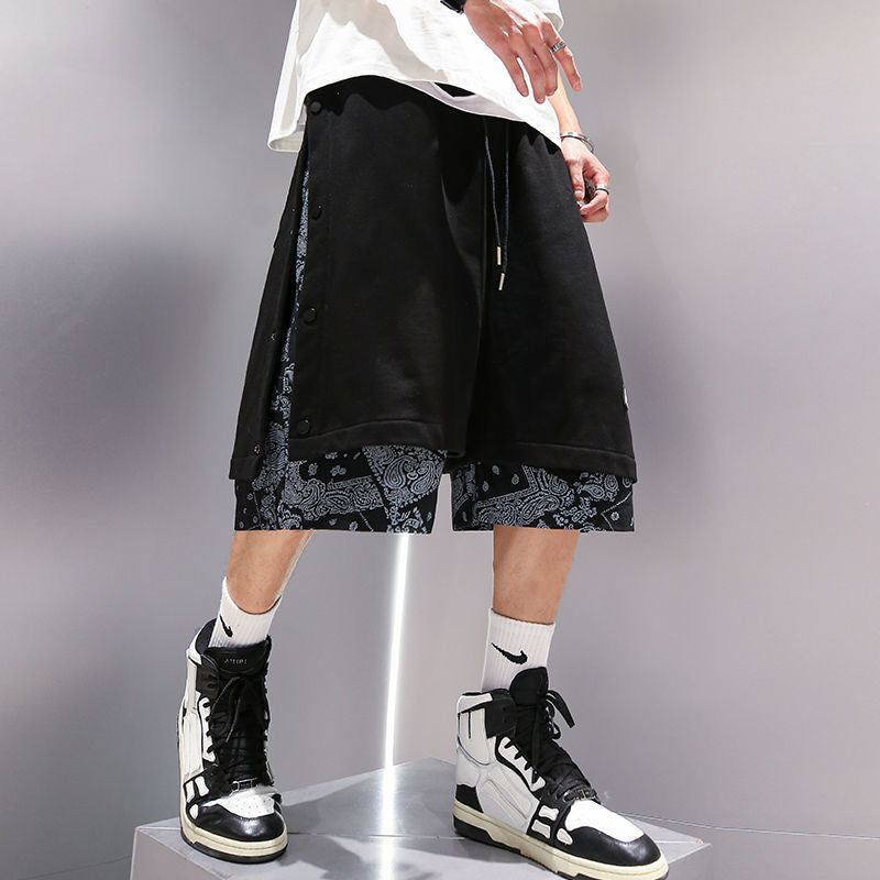 Men's Split-Panel Bandana Shorts