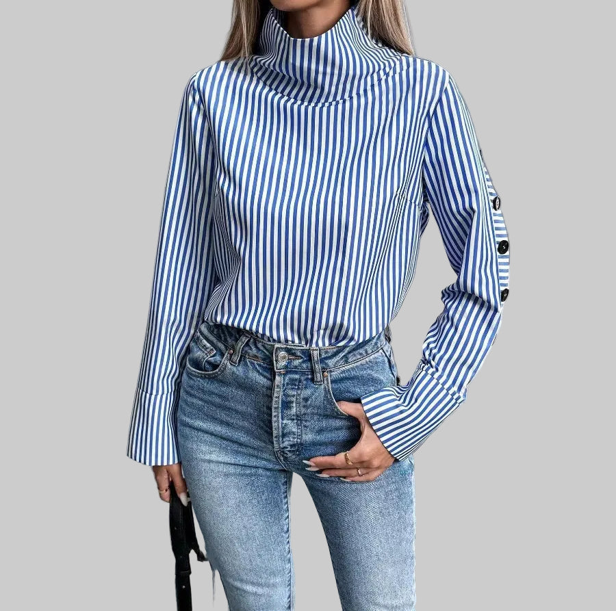 Women's Striped Button-Detail Top