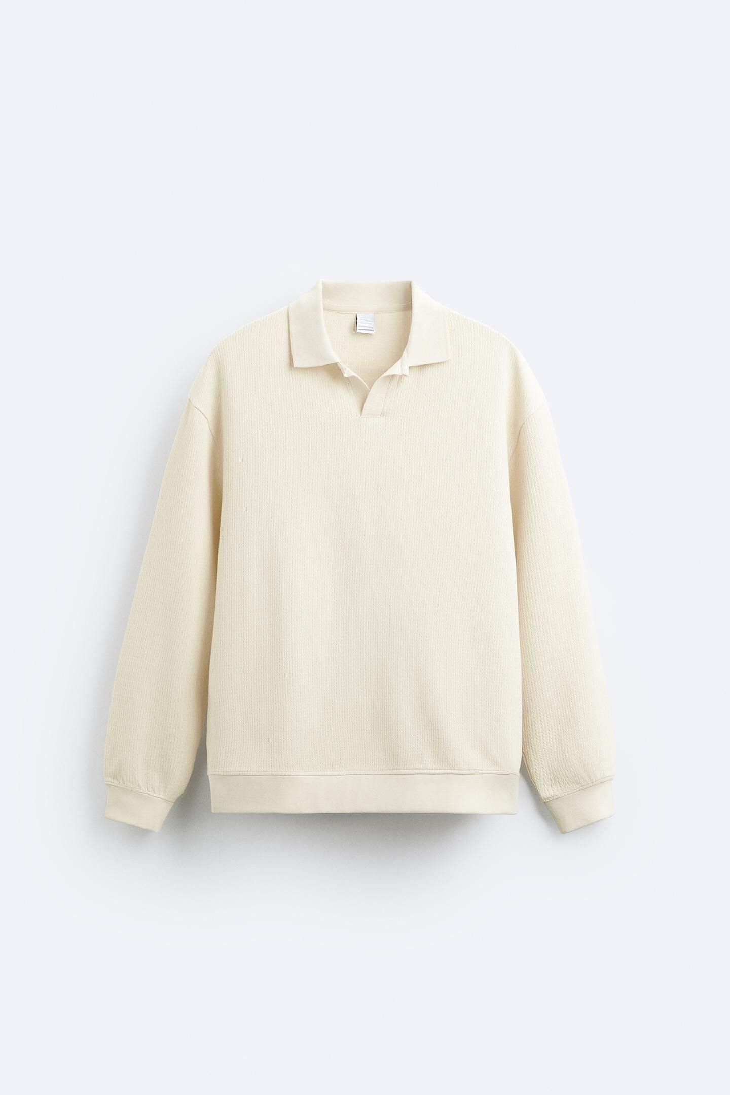 Men's Long Sleeve Polo Shirt with V-Neck Collar