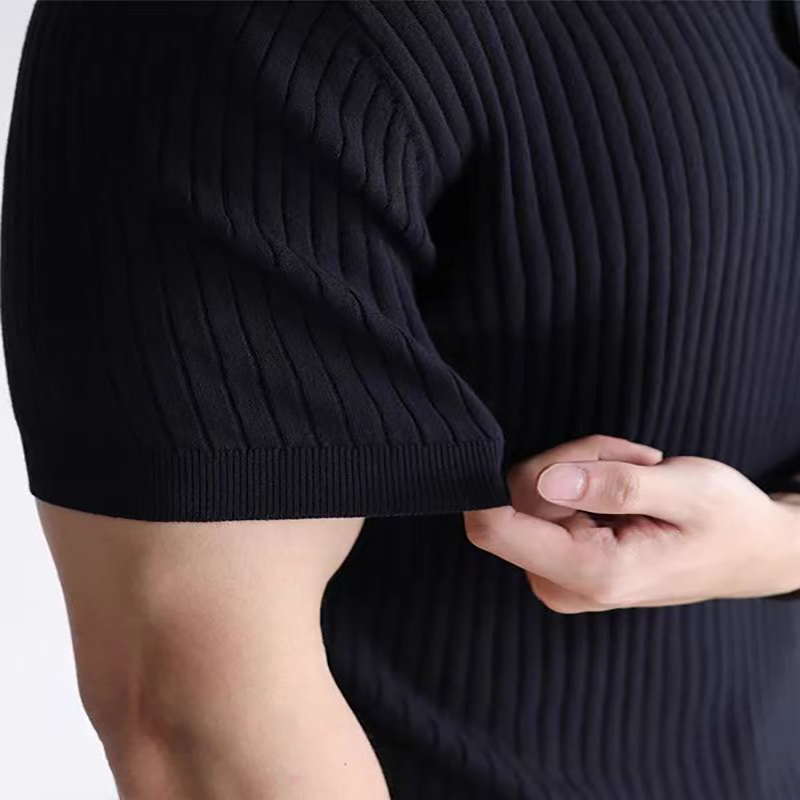 Men's Short Sleeve Ribbed Polo Shirt