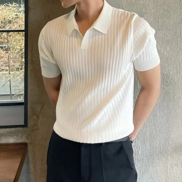 Men's Short Sleeve Ribbed Polo Shirt
