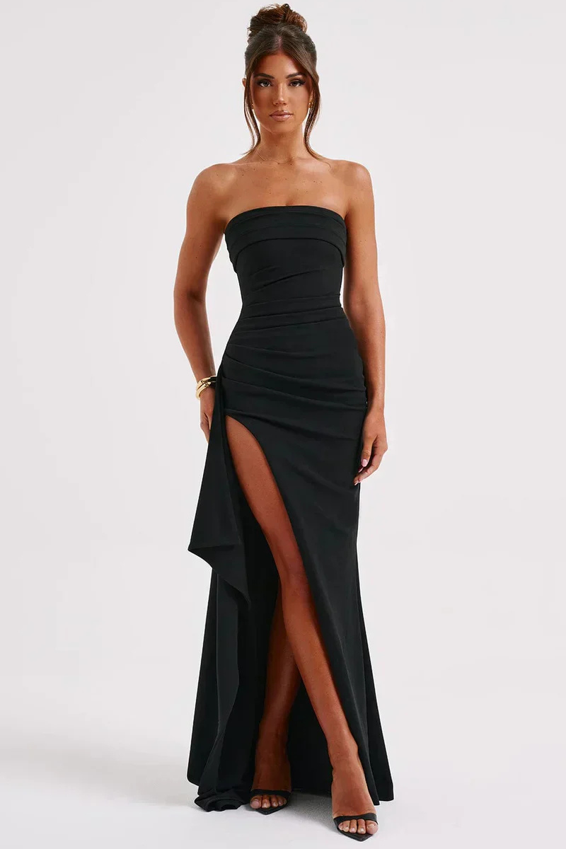Women's Strapless Maxi Dress with Twist Detail