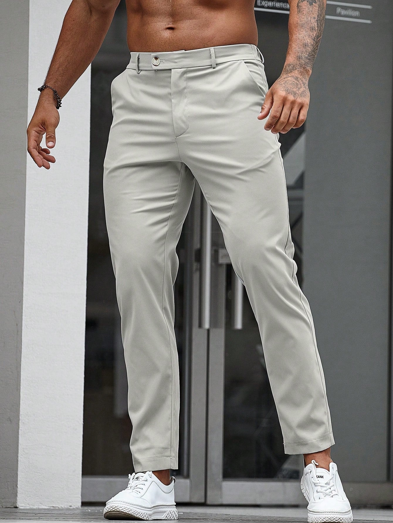 Men's Dress Pants with Slanted Pockets