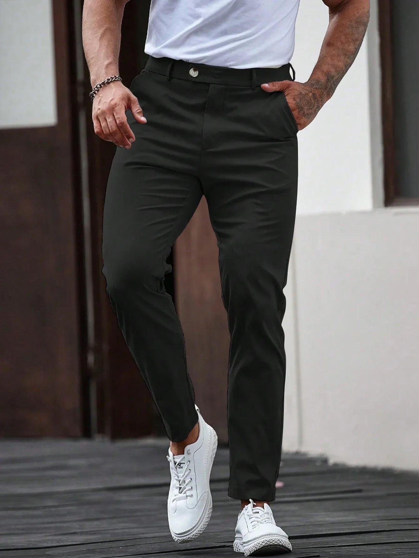 Men's Dress Pants with Slanted Pockets