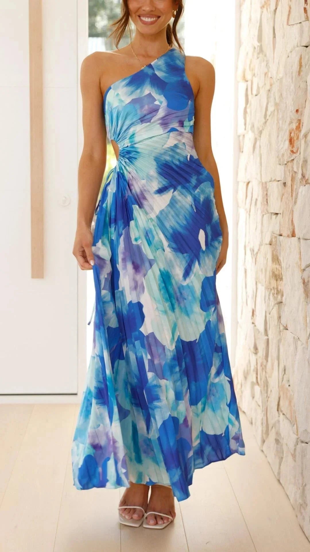 Women's Floral One-Shoulder Maxi Dress
