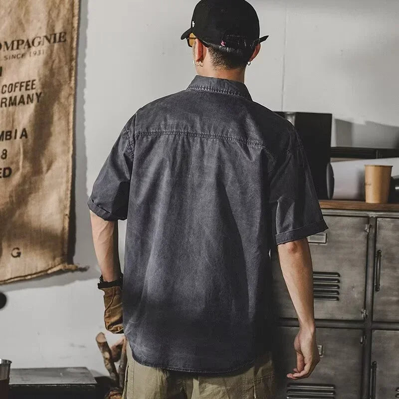Men's Short-Sleeve Button-Down Polo Shirt