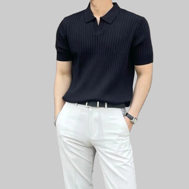 Men's Short Sleeve Ribbed Polo Shirt