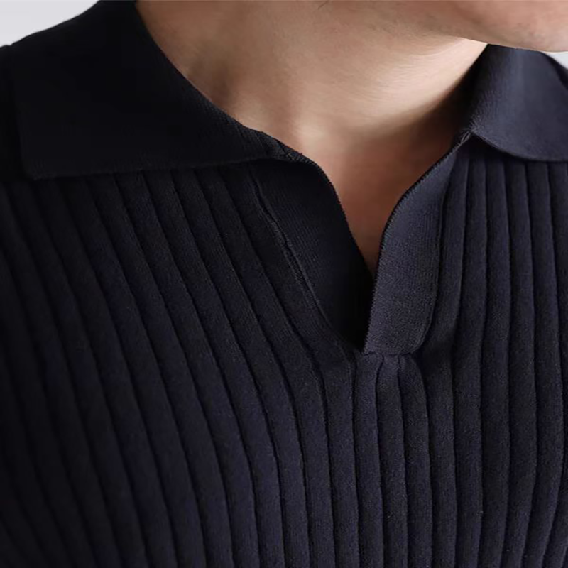 Men's Short Sleeve Ribbed Polo Shirt