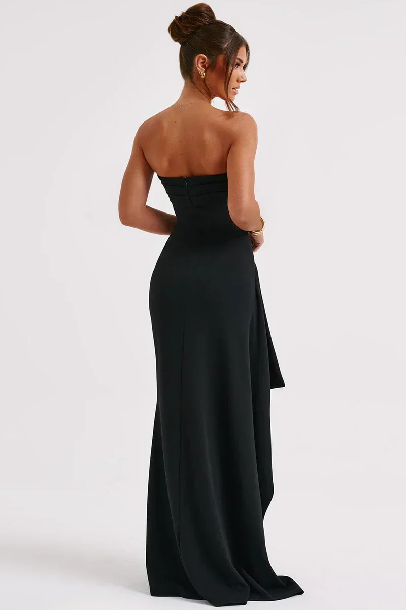 Women's Strapless Maxi Dress with Twist Detail