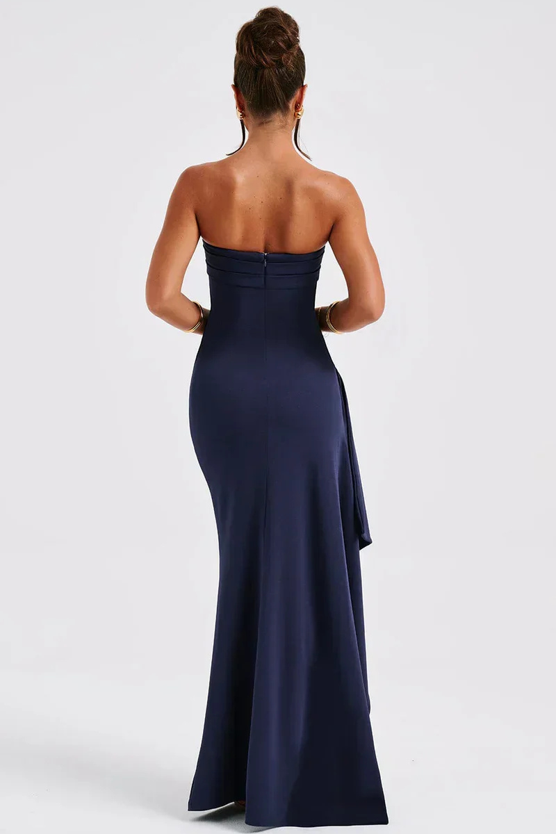 Women's Strapless Maxi Dress with Twist Detail